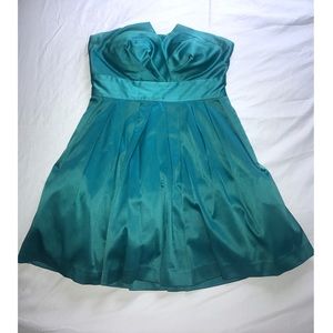 Strapless teal dress